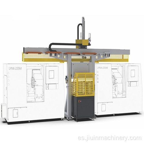 Robot de pórtico con dos tornos de CNC